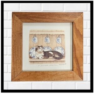 MARTY FYNE Wood Framed Cat Print 8"×8"